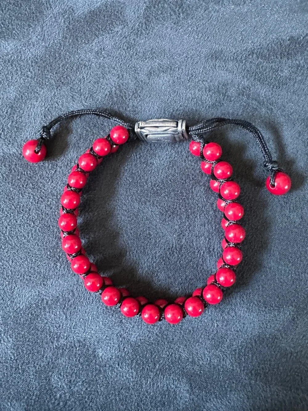 David Yurman Spiritual Beads Two-Row Woven Bracelet w/ Red Coral - RARE